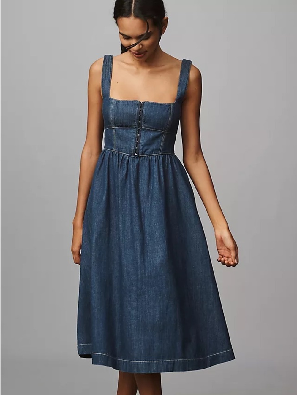 Reformation Tagliatelle Denim Midi Dress 4 Blue